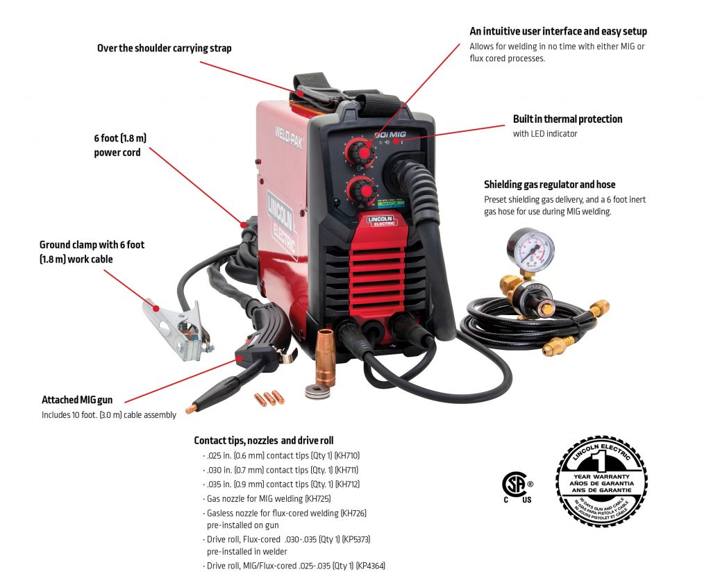 Lincoln Electric WELD-PAK 90i MIG and Flux-Cored Wire Feeder Welder with  Gas Regulator K5256-1 - The Home Depot